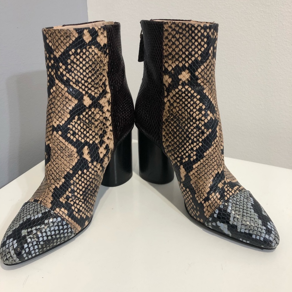 Nine West tri-color snakeskin booties